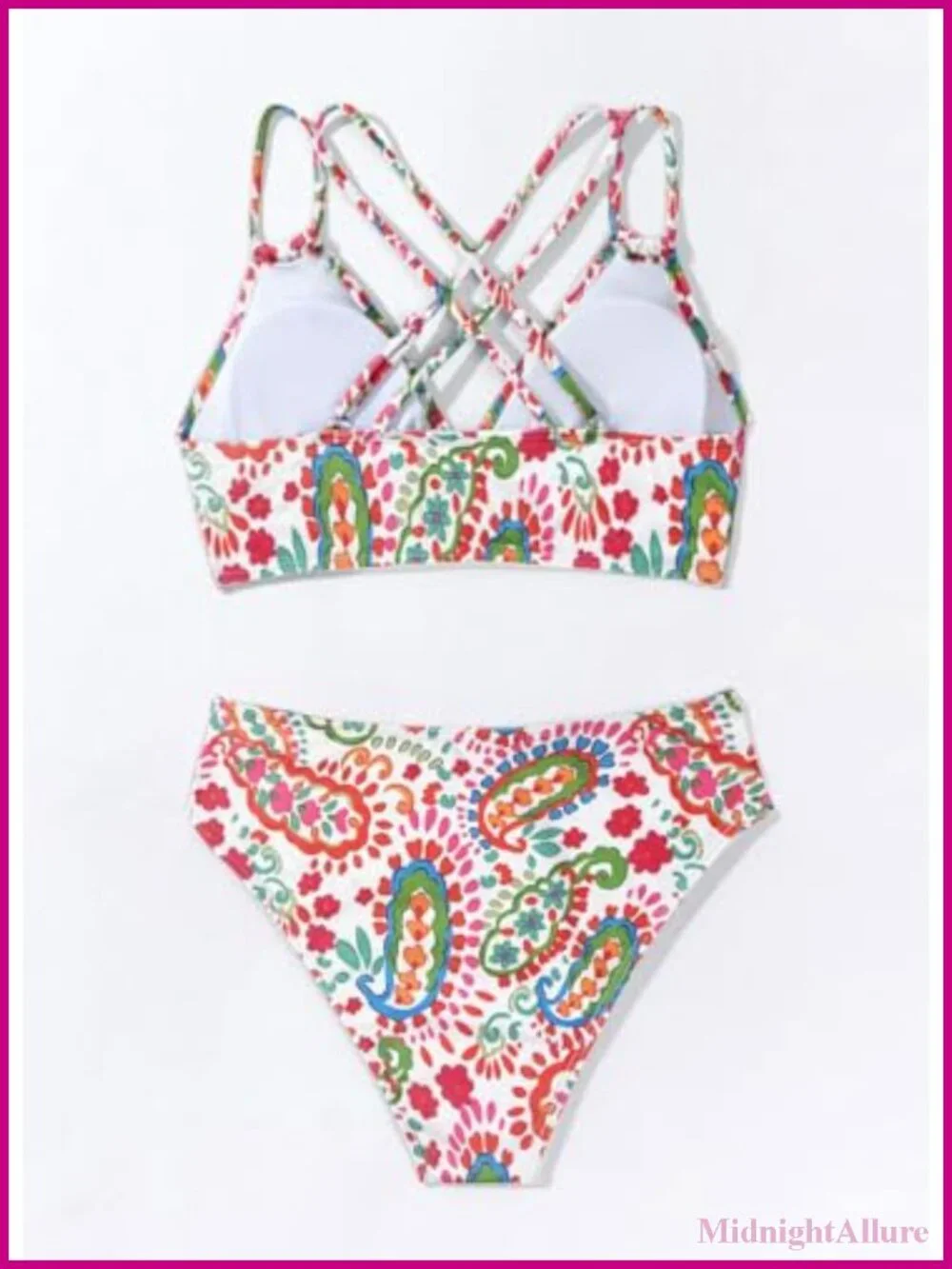 Women's Push Up V Neck Bikini Set Criss Cross Back Two Piece Bathing Suit